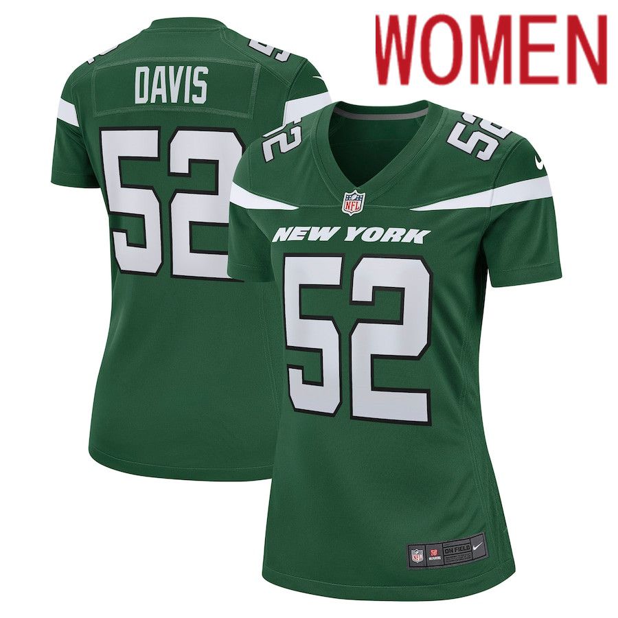 Women New York Jets 52 Jarrad Davis Nike Gotham Green Game NFL Jersey